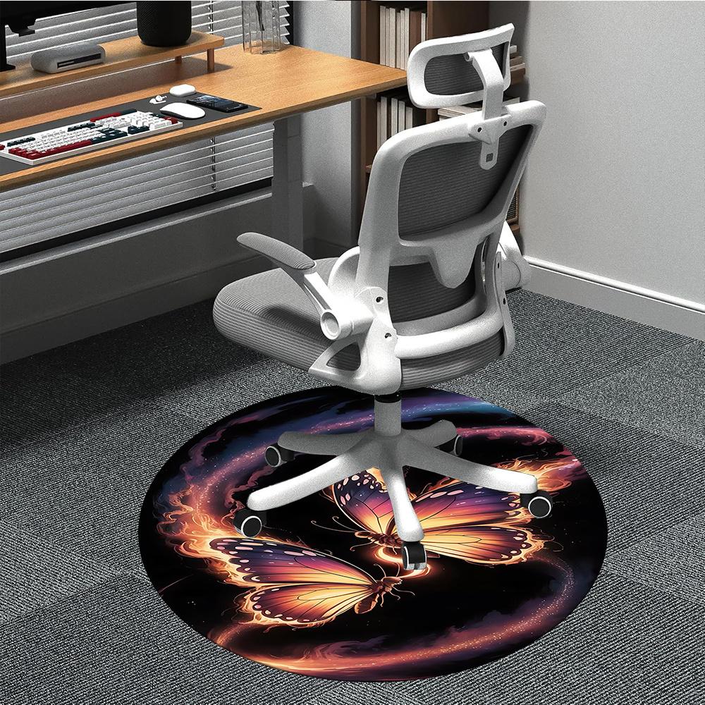 

1pcFireButterfly FlameInsect Office Round Area Rug, Indoor Mat Suitable ForOffice, Under Office Chairs Bedroom Living Room Home Decor, Room Deco 086 80cm by 80cm