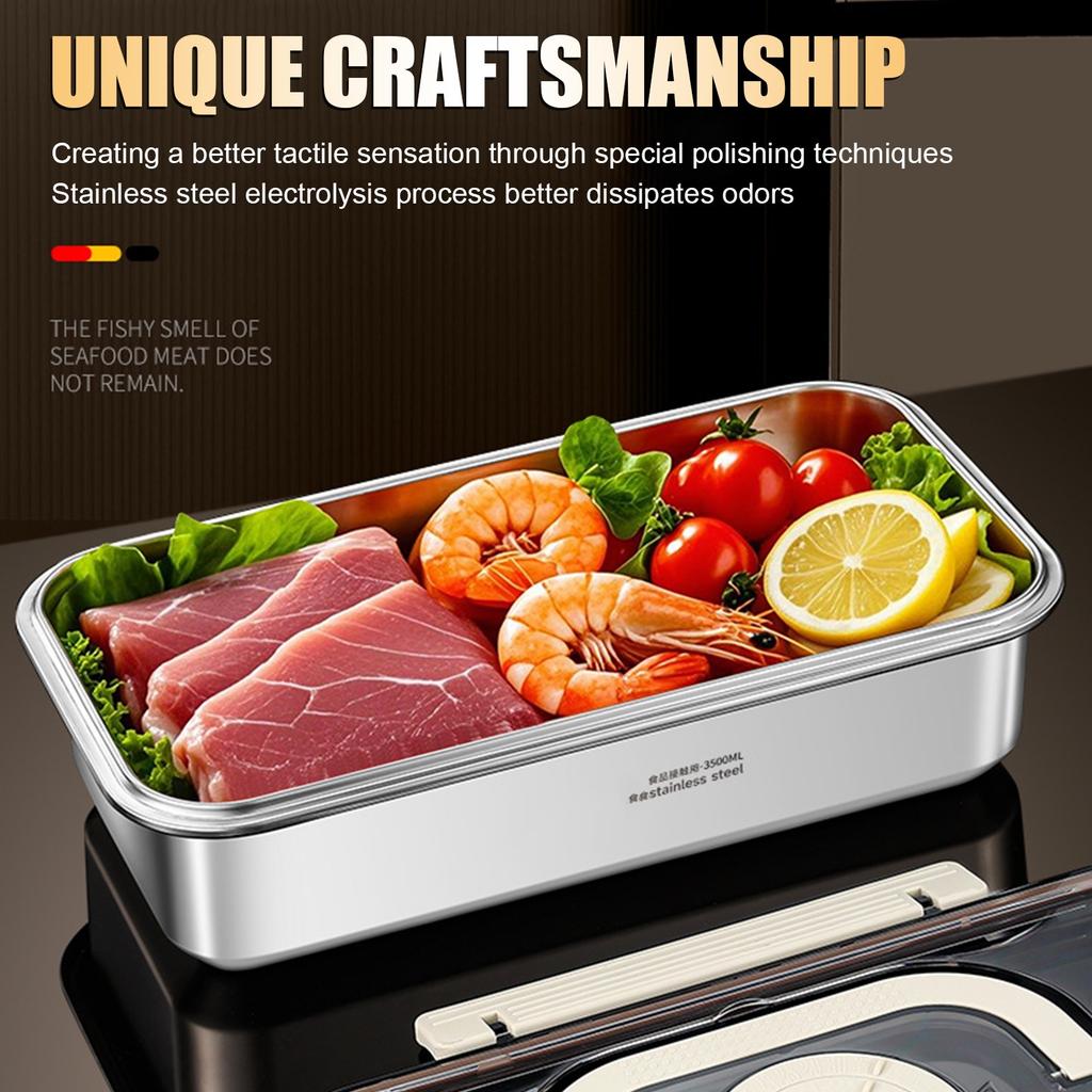 Stainless Steel Large Capacity Food Storage Container with Airtight Lid for Outdoor Camping and Kitchen Use Leakproof Design