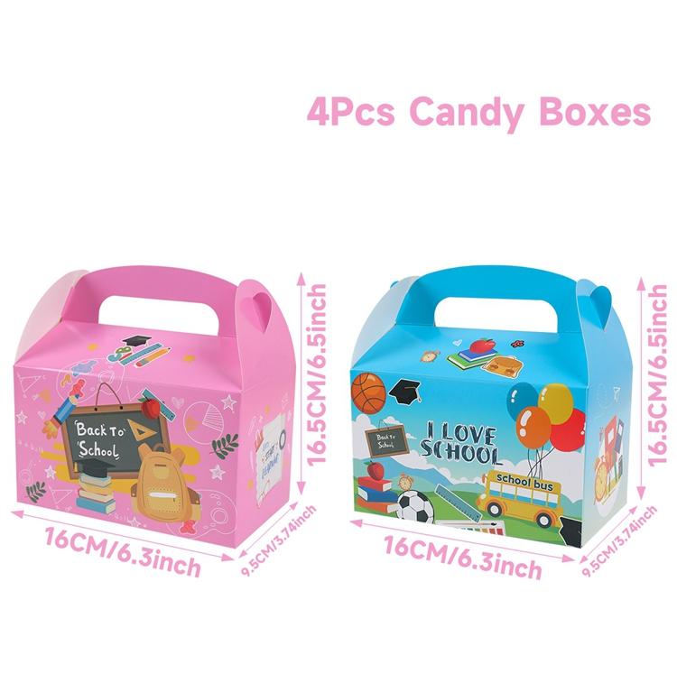 Cutie de bomboane pentru înapoi la școală, ghiozdane școlare, cutii pentru tratații, recuzită foto pentru petrecerea de prima zi de școală, pentru acasă, birou, clasă, favoruri de petrecere
