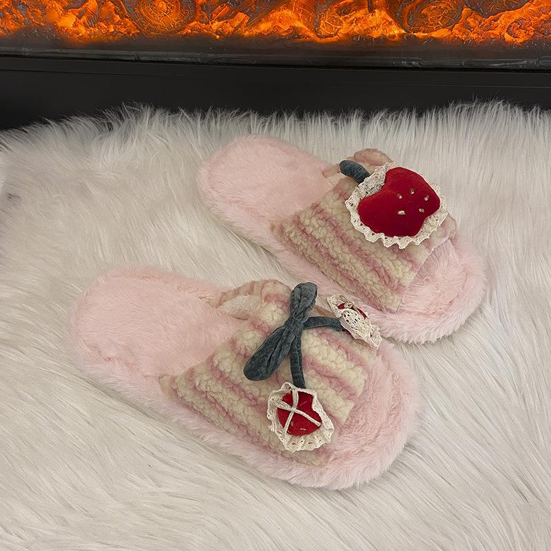 

Mao Mao Ladies Comfortable and Casual 2025 Winter Personality Couple Fun Kitten Home Contrasting Color Striped Cotton Slippers 36