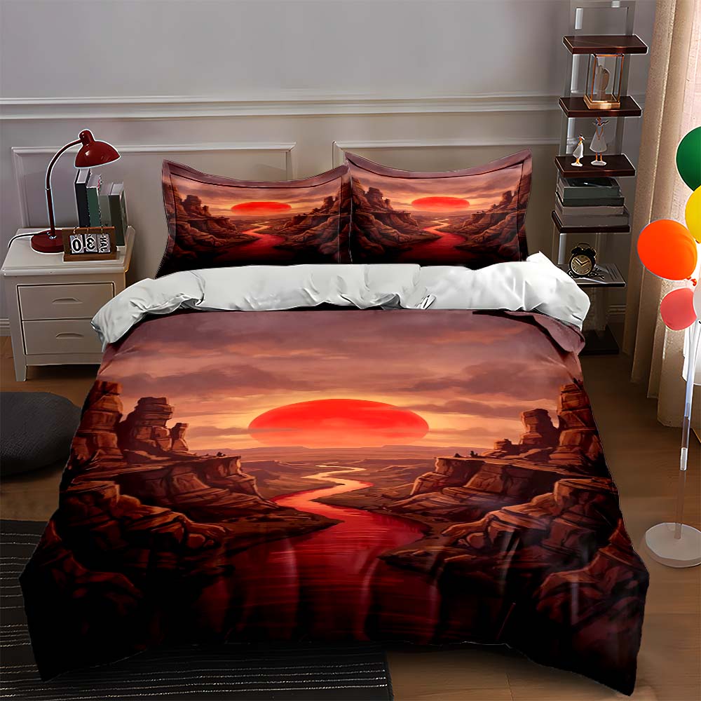 

Red sun over canyon. Bedding sets Duvet cover sets Duvet covers Pillowcases(1 * Duvet Cover 2 * Pillowcases, without duvet insert) 135x200cm