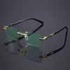 10pcs Trendy Rimless Rectangle Sunglasses Frameless Fashion Shades Punk Sunglasses Gradient Men Women UV400 Eyewear Driving