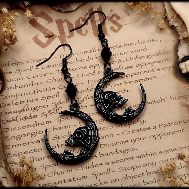 Mystische Gotische Hexerei Ohrringe: Lucifers Magischer Mond