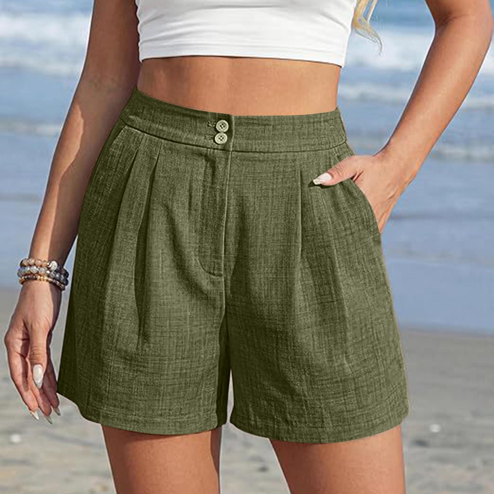 

Women s Shorts Casual Summer Color Drawstring Beach Loose Pocket Shorts L