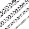 [ChainsHouse] Men's Necklace, Chain Only, Surgical Stainless Steel, Cuban Link, Silver, Hypoallergenic, 51cm, 3mm, Accessory
