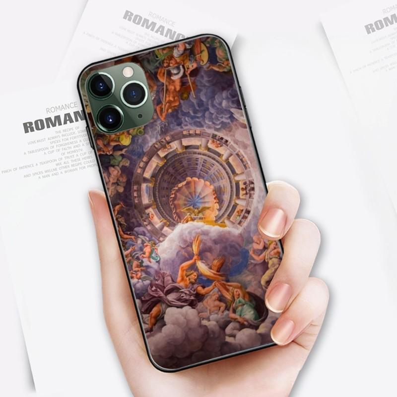 Fajne renesansowe etui na telefon do iPhone'a 14 13 12 11 XS X 8 7 6 Plus Mini Pro Max SE 2022 Miękka czarna obudowa telefonu