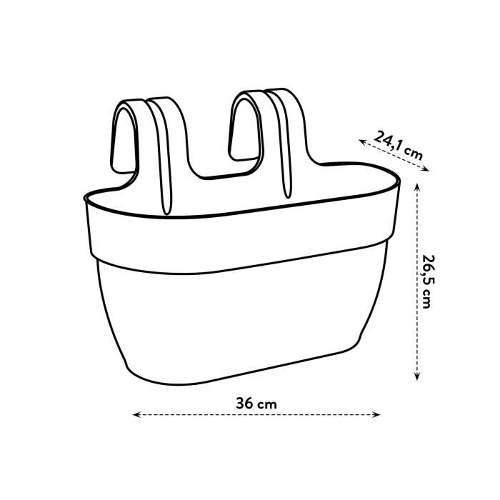 ELHO Balcony Planter Vibia Campana Easy Hanger Medium - L 24.1 X W 36 X H 26.5 Cm - Black - With Water Reservoir