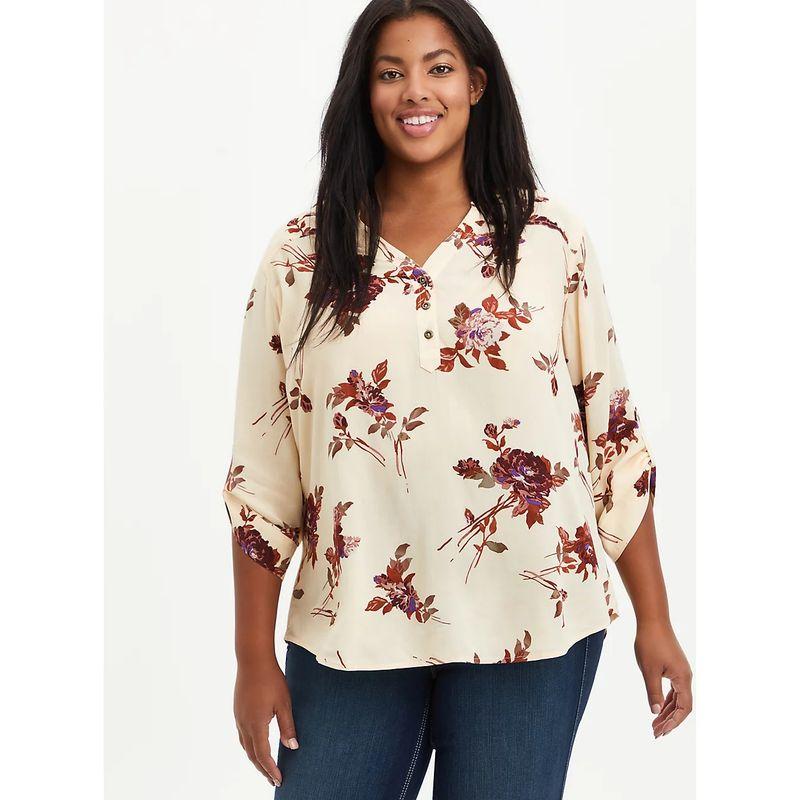 

100.00kg Chubby Girl Printed V-neck Export Long Sleeve Shirt Picture Color 0