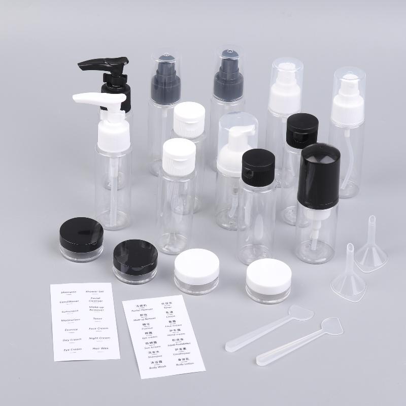 11 Stück/Set Reiseflaschen-Set Nachfüllbare Flasche Weiches Haustier-Lotion-Shampoo-Behälter Quetschflasche Leere Flasche