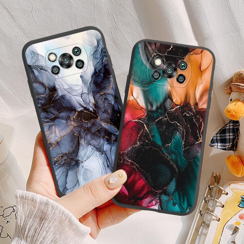 Poco X3 Pro Pocox3 NFC Case Luxury Glitter Gold Foil Ocean Marble Silicone Soft Phone Cover For Xiaomi Poco X3 X5 X6 Pro Shell