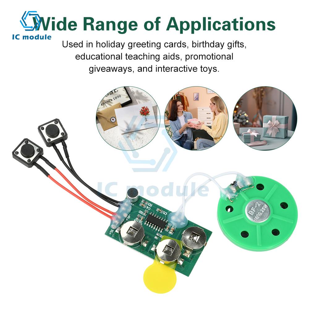 DIY Greeting Card Voice Recorder Module - 120/240 Second Recordable Chip with Button Playback for Talking Card Toy