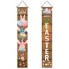 Happy Easter Couplet 1 Pair Door Curtain Hanging Banner Bunny Egg Carrot Decor 2024 for Home Decor Springtime Party Front Door