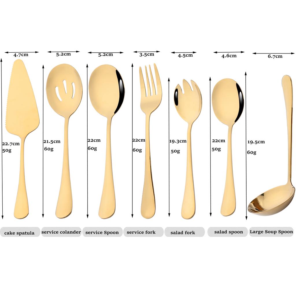 Service Gold Dinnerware Stainless Steel Cutlery Set Soup Spoon Flatware Salad Fork Cake Shovel Set Kitchen Tableware Set