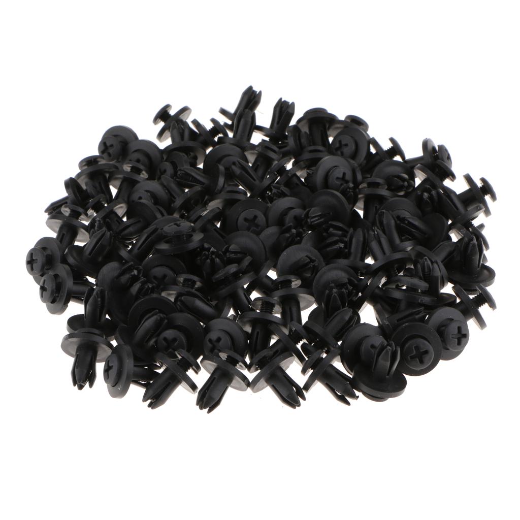 100pcs Universal Car Truck Bumper Fender Rivet Fastener Clips 6mm Hole Black 100pcs Universal Car Truck Bumper Fender Rivet Fastener Clips 6mm Hole Black