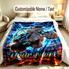 Coperta Personalizzata Tema Monster Truck Nome e Testo Personalizzati Morbida Calda Coperta da Divano Decorazione per la Casa