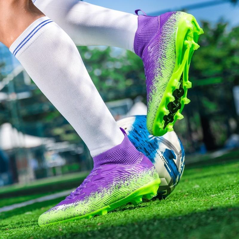 34-46 Men's High-top Large-size Football Shoes Long Nail Anti-slip Resistance TPR Artificial Captain Outdoor Youth Football Boots