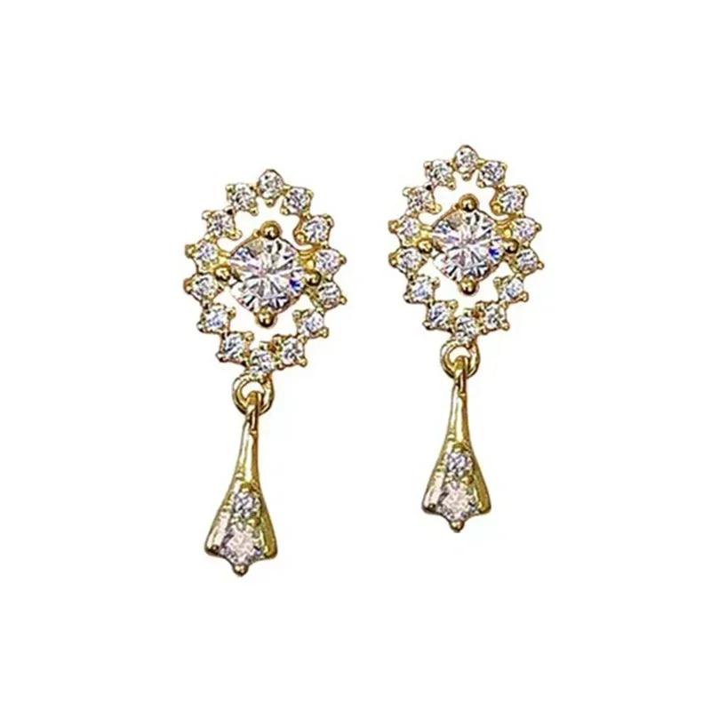 Huitan Dainty Sweet Drop Earrings Female Delicate Shiny CZ Graceful Ear Accessories Attractive Lovely Engagement Party Jewelry
