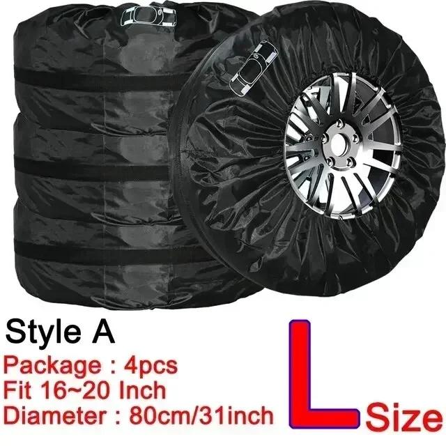 AD Universal 4Pcs Spare Tire Cover Case Polyester Car Tyre Storage Bags Automobile Tyre Accessories Auto Vehicle Wheel Protector