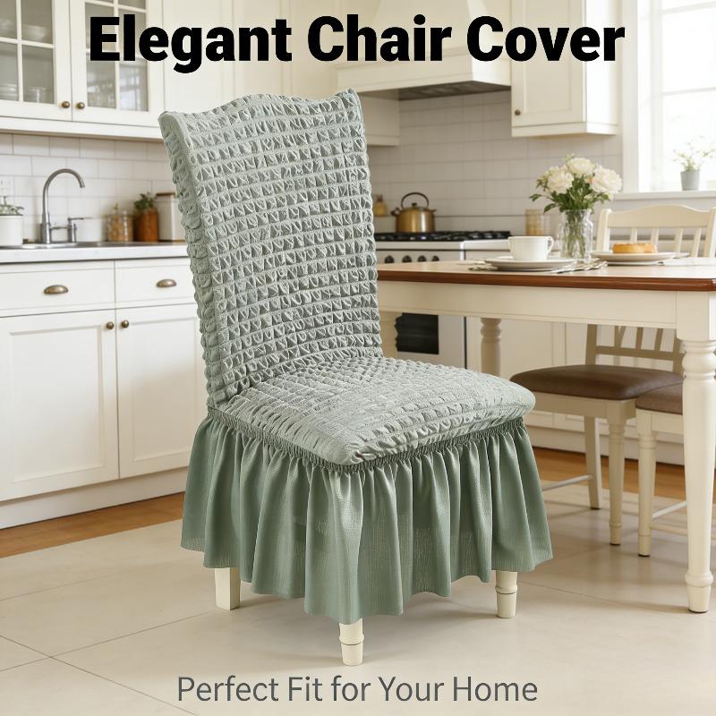 1/2/4pcs Universal Stretch Seersucker Protector Cover with Ruffle Trim Washable Elastic Couch Slipcover For Home Hotel Wedding