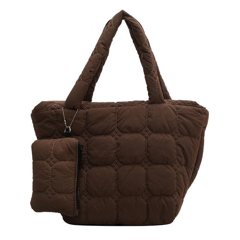 

2025 New Fashion Quilted Women s Large Capacity Tote Bag Korean Style Armpit Bag Elegant Simple Shoulder Crossbody Bag 37-27-18CM кавовий