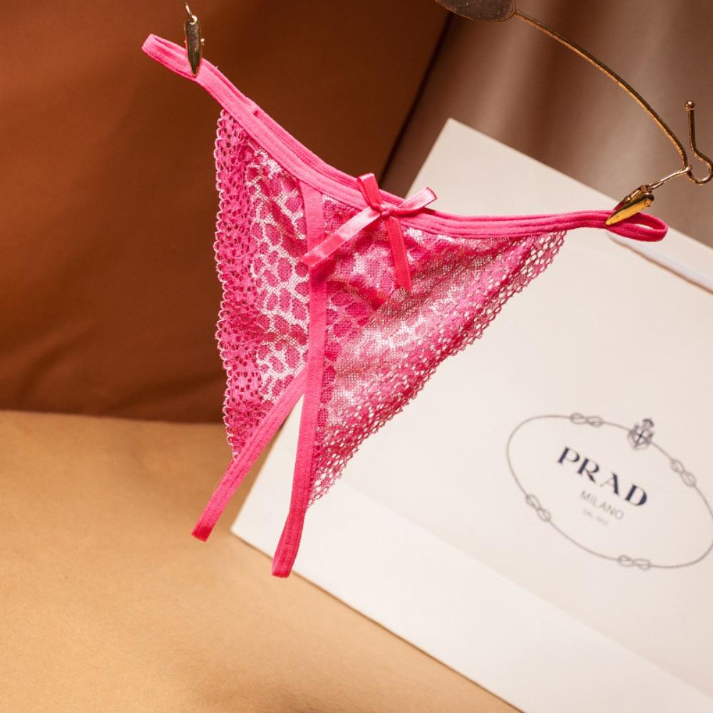 Japanese Light and Comfortable Leopard Print Lace Panties Women's Sexy Open Thong Lingerie Underwear