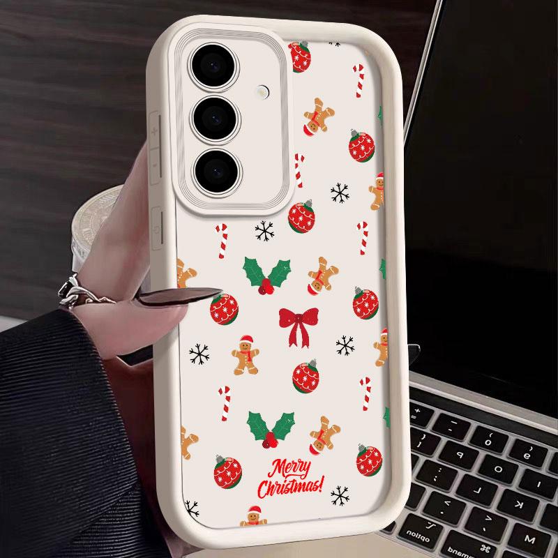 Christmas Theme Cane Picture S25FE Phone Case For Samsung Galaxy S25 S24 S23 S22 S21 S20 FE Ultra Plus Note 20 Shockproof Cover
