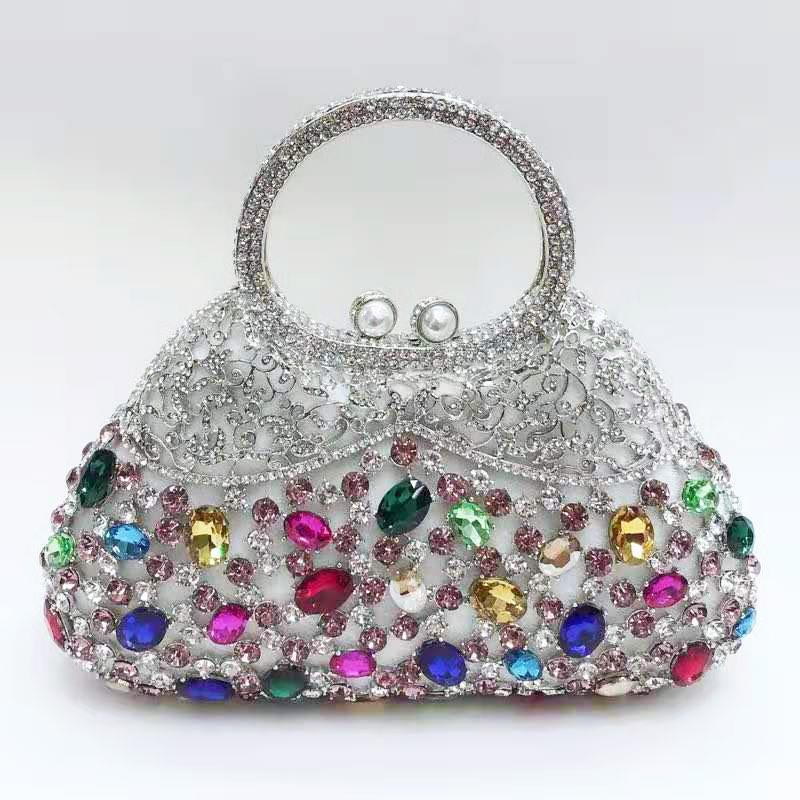 Large Capacity Women Rhinestone Top-Handle WHTUOHENG Wedding Purse Gold Metal Female Evening Clutch Bag Lady Small Phone Bags