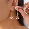Asymmetric Santa Claus Christmas Tree Drop Earrings for Women with Zircon Star Snowman Bell Long Tassel - Festive Party Jewelry