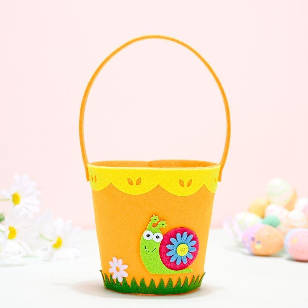 Cartoon Easter Felt Basket Colorful Chicken Egg Hunt Basket Easter Candy Gift Bag Children Gifts