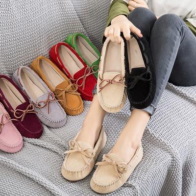 Doudou Shoes Women's New Spring and Autumn Single Shoes Leather Soft Sole Summer Casual Non-slip Pregnant Women Mother Flat Shoes