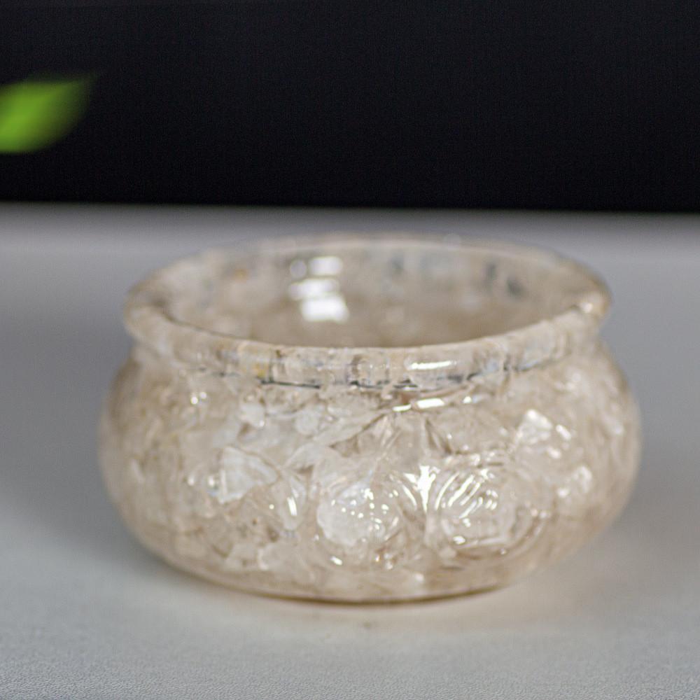 

Resin Filled Natural Crystal Wealth Bowl With Handcrafted Decor For Home Gift Giving Style A