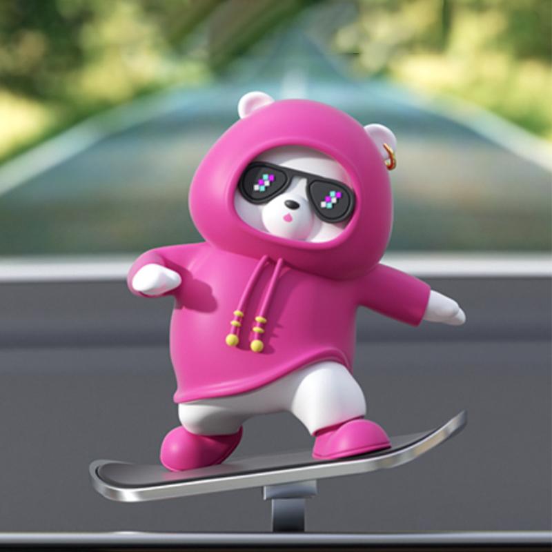 Cartoon Animal Car Interior Center Console Decoration Sliding Bear Dashboard Ornament Anime Auto Accessories 2024Creative Gifts