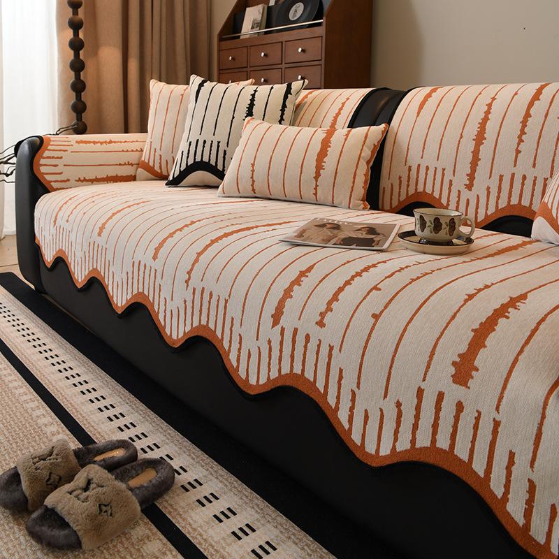New Four-Season Universal High-End Special-Shaped Sofa Cushion Non-Slip Leather Sofa Straight Row Seat Cushion Cover Cloth Towel Cover