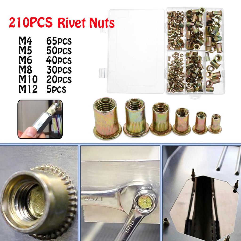 Variedad Tamaños Rivnuts Cinc Plateado Tuerca Remache Cuerpo Estriado Nutserts cabeza plana