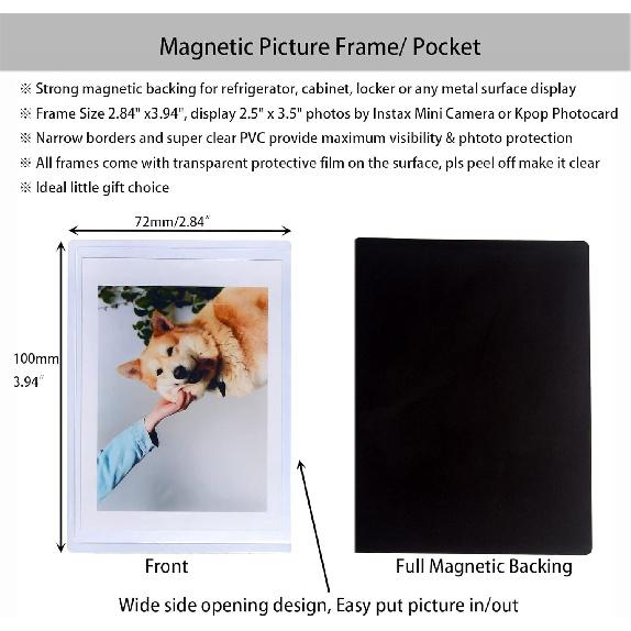 Magnetic Polaroid Picture Frame 2.5 X 3.5, Tax Mini Photo Frame for Fridge, Wallet Size Picture Frame, 10 Pack