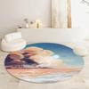 Luxury Beach Scenic Seaside Pattern Round Shape Floor Mats Kitchen Hallway Runner Rug Bedroom Living Room Soft Carpet Non-slip Area Rug