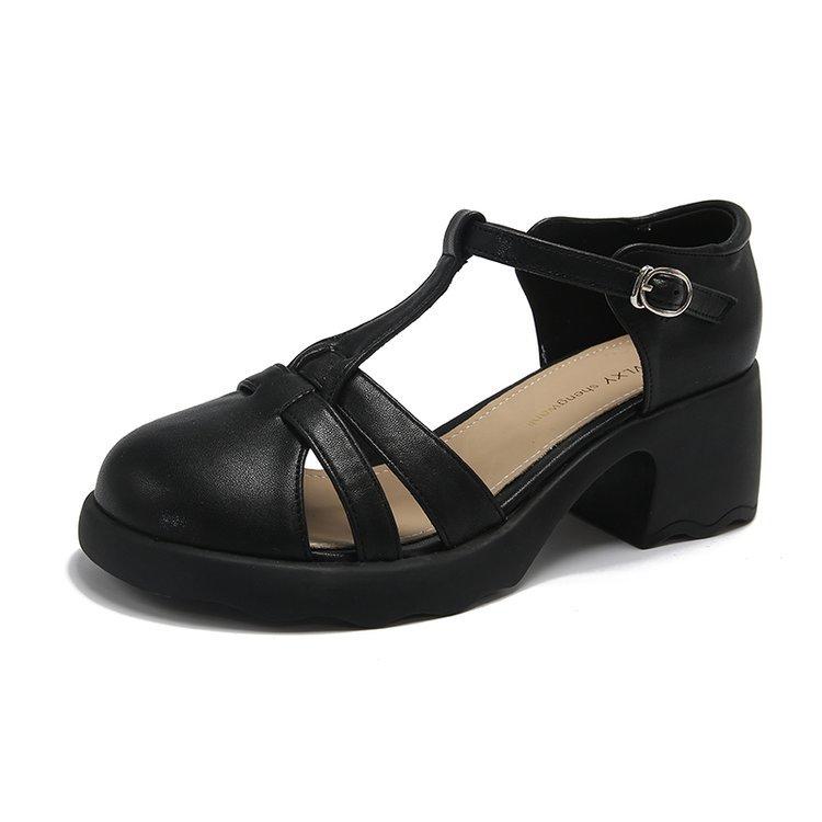 Coarse heel sandals children 2025 summer sandals women Mary Jane soft sole coarse heel shallow mouth round head women sandals women trend