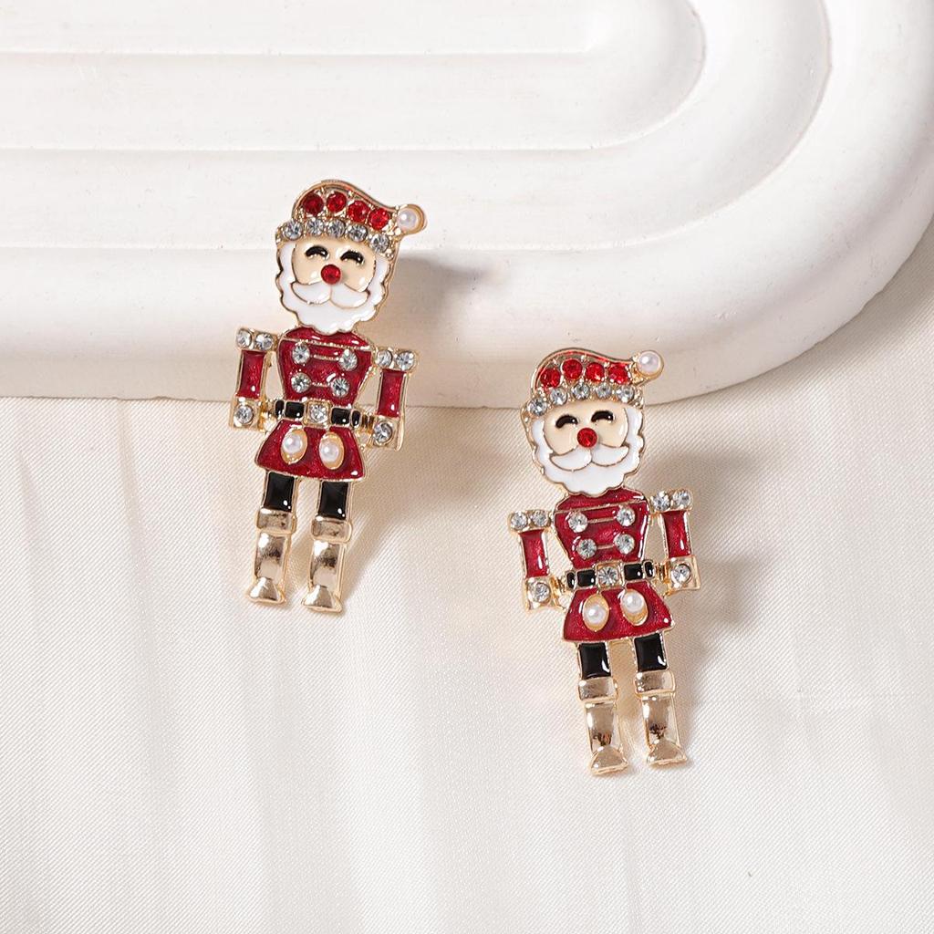 Elegant Christmas Nutcracker Tin Soldier Stud Earrings - Trendy and Versatile