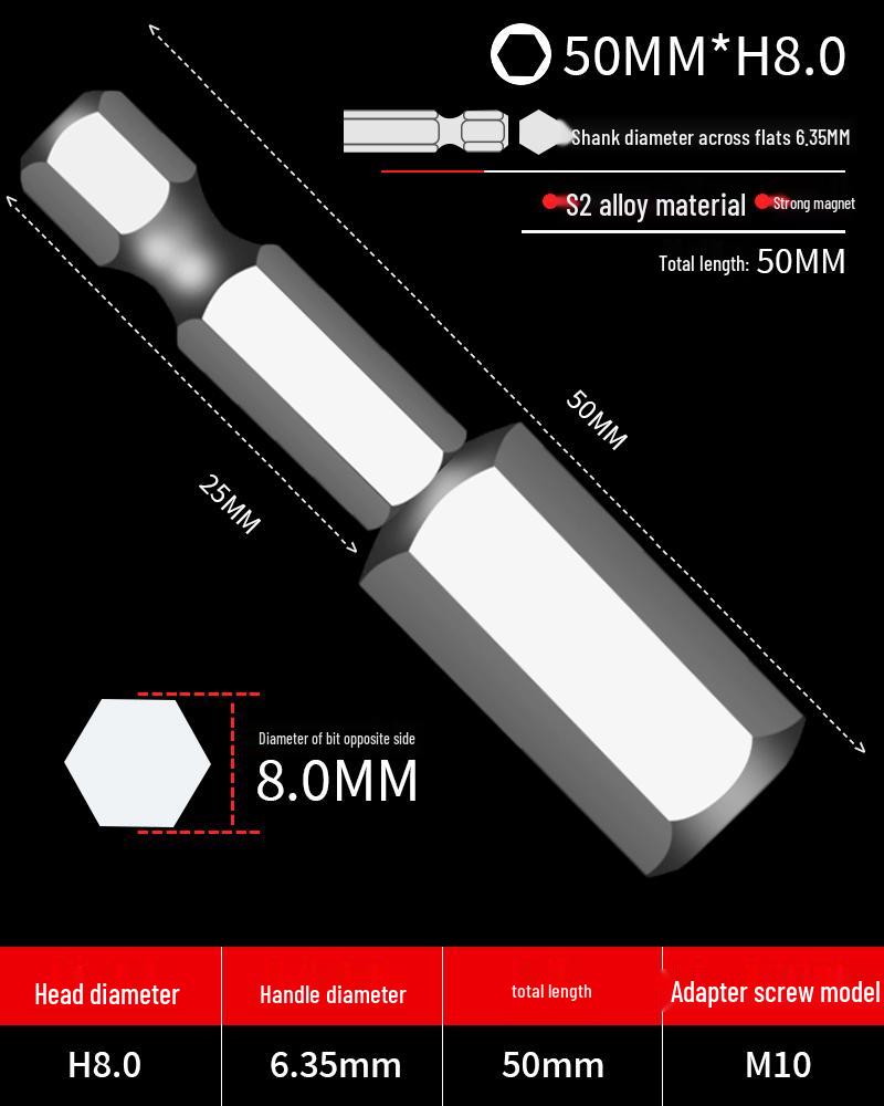 Hexagonal Driver Bit Extension for Screwdriver and Drill