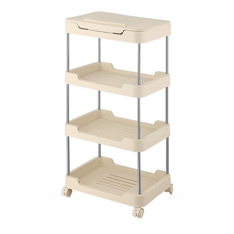 1 Stück 3/4-stöckiger Regalwagen mit Deckel zur Aufbewahrung, Wagen-Organizer für Schlafzimmer, Badezimmer, Kinderzimmer, Waschküche