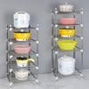 Thick Stainless Steel Multi-Layer Kitchen Pot Rack - Floor-Standing & Multi-Functional Storage Shelf