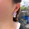Needle French Light Luxury High-End Three-Dimensional Flower Pearl Earrings Design Zircon Pearl Ear Jewelry