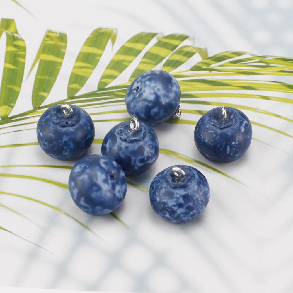 10PCS 3D Small Blueberry Resin Charms Cute Simulated Fruit Food Pendant DIY for Earring Necklace Jewelry Make Accessories Gifts
