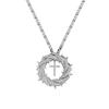 Creative Flower Twist Cross Micro-inlaid Copper Zircon Necklace Trend European and American Personality Hip Hop Pendant
