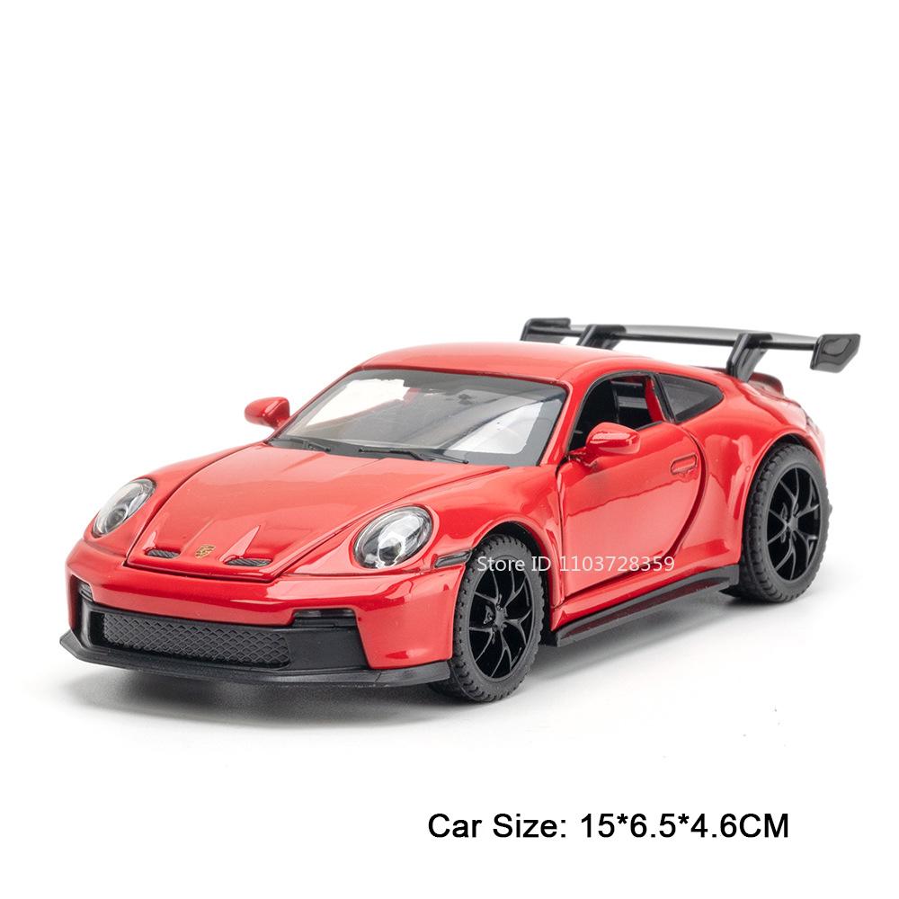 1:32 Gt3Rs Mini Sportwagen Model Speelgoed Legering Diecast 911 Supercars 4 Deuren Openen Geluid Licht Terugtrekken Rubberen Banden Kinderen Cadeaus