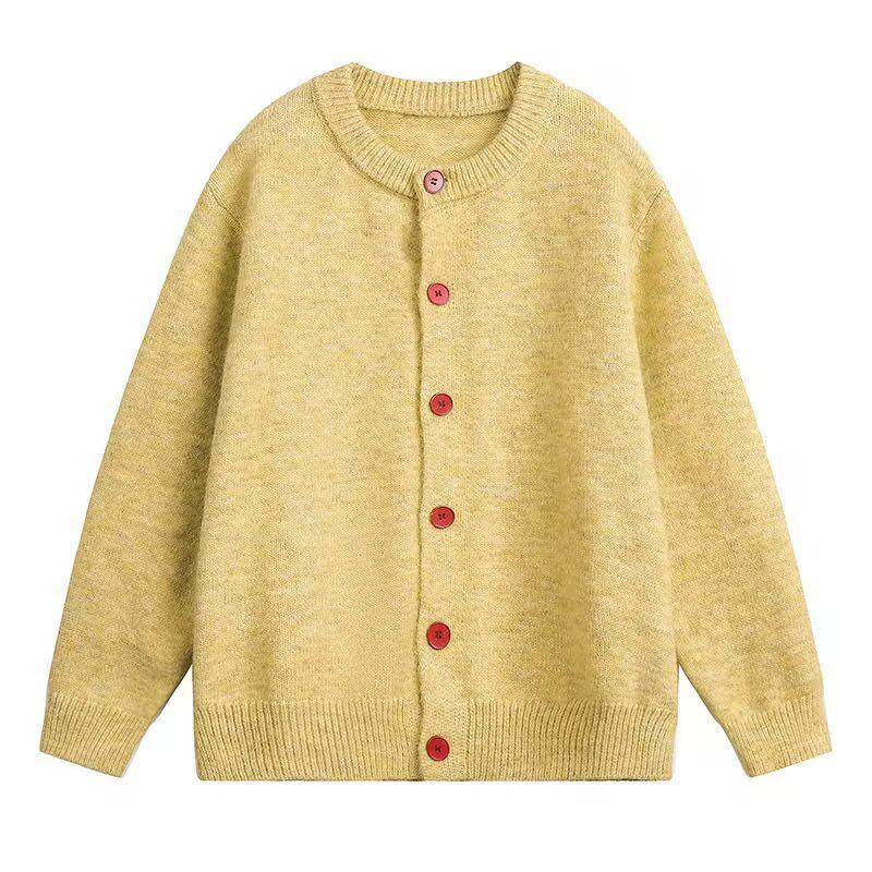 Унисекс ретро тяжелый вязаный кардиган 2025: Свободный свитер с круглым вырезом Осень/Зима XL