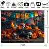 A vibrant Mexican carnival of the Day of the Dead background - decorated with colorful fly grass, candles and sugar skulls