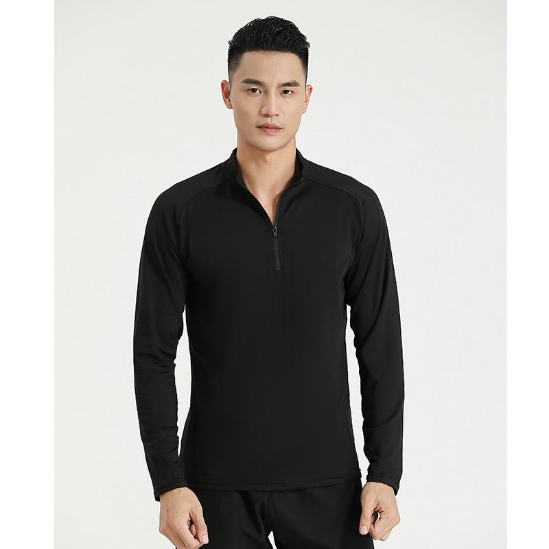 2024 Men's Quick-Dry Long Sleeve Thumbhole Sports T-shirt - Windproof, Half-Zip Running & Fitness Top for Spring/Autumn.