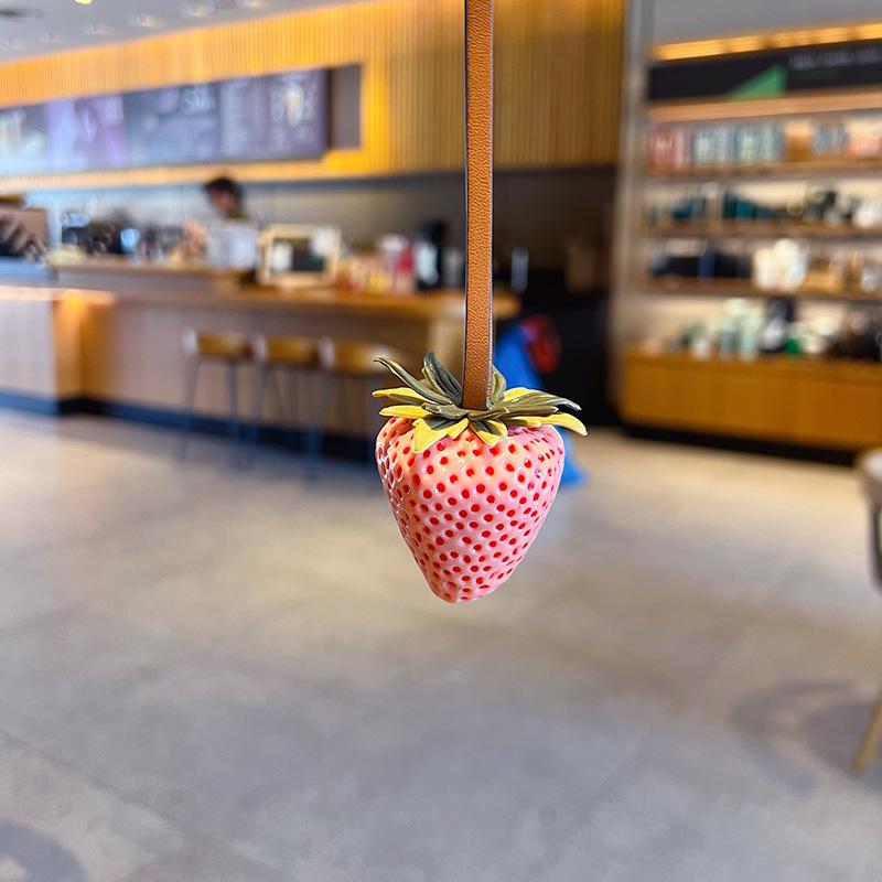 Creative Strawberry Keychain Pendant - No Worries Large Strawberry Ornament for Car Mirror or Bag, Perfect Small Gift