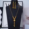 Gold-Plated Tassel Necklace & Earring Set: Middle Eastern Wedding Jewelry for Women